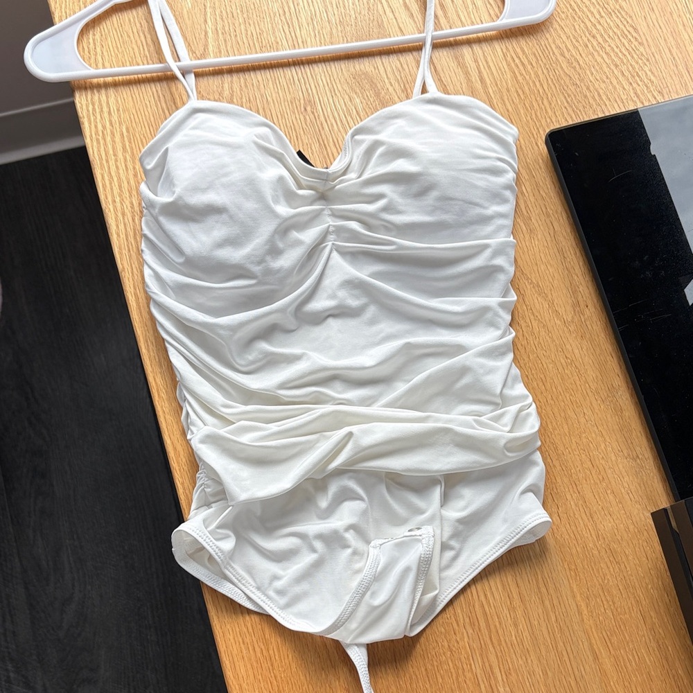 White Ruched Bodysuit